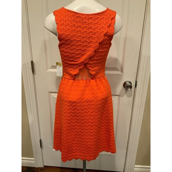 Maeve Anthropologie Orange Geometric Textured Sleeveless Dress, Size XS - Picture 6 of 9